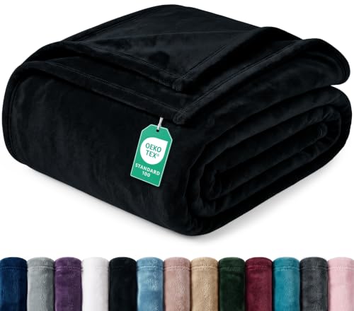 Soft Fleece Blanket for Bed King Size Black (90x102 Inch) | Lightweight, Fuzzy, Anti-Static, Cozy, Warm, All Season Use, Home Decor, Gift for Men and Women - color: Black, size: King (90x102 Inch)