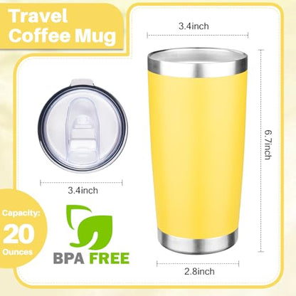 20oz Tumbler with Lid Double Wall Vacuum Insulated Travel Coffee Mug Stainless Steel Thermal Cup Powder Coated Sturdy Coffee Tumbler for Hot and Cold Beverage (Yellow,1) - color: Yellow, size: 20 Ounces (1 Pack)