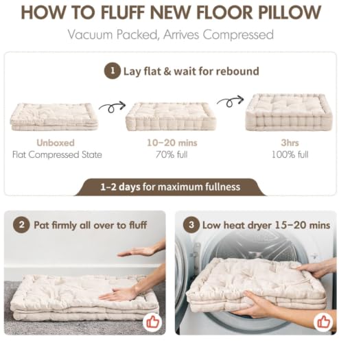 Intelligent Design Floor Pillow Meditation Cushion, 20x20 Blush | Sitting for Adults Yoga, Shredded Foam Filled, Chenille Tufted Cover, Handsewn Scalloped Edge, OEKO-TEX Certified - color: Blush