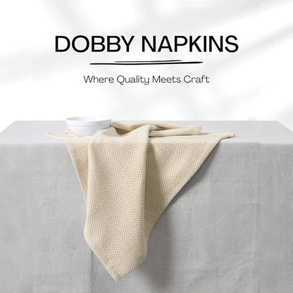 Beige Cloth Napkins Set of 6, 16x16 Inch, 100% Cotton, Diamond Pattern, Soft, Durable, Machine Washable Table Linen Napkin for Dinner, Farmhouse Dining, Family Gatherings, Daily Use - color: Beige, size: 16" x 16" (Set of 6)