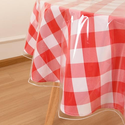 DWCN Round Table Cloth Plastic Tablecloth Protector 60 Inch Round | 100% Waterproof, Oilproof, Stain Resistant Round Table Protector PVC Vinyl Table Cover for Dining, Parties,Crystal Clear - size: 60" (Round)