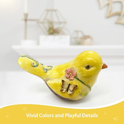Home Shelf Decor, Yellow Bird Statue - color: Yellow