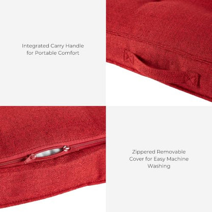 Square Tufted Floor Pillow with Removable Cover, Scarlet, Large (40") - color: Scarlet, size: 40" x 40"