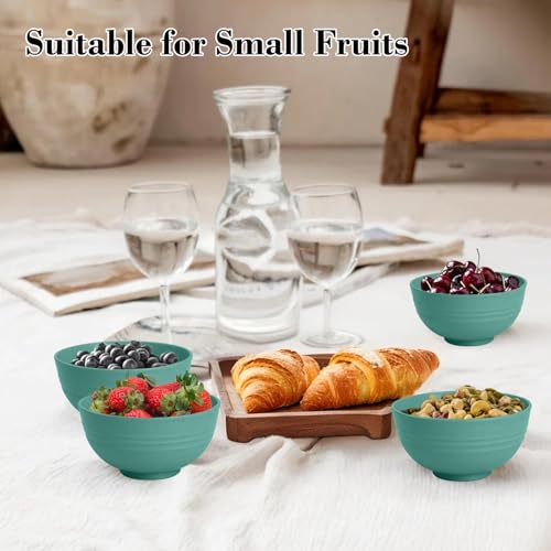 wheat straw snack bowls 10oz set of 8 - Unbreakable Dessert Bowls Dishwasher Safe - Small Handy Bowls for Ice Cream,Yogurt and Fruits. Green - color: Green, size: 10 oz