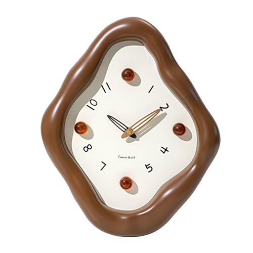 Wall Clock, 12 Inch Modern Wall Clock, Creative Rhombus Battery Powered Clock, Silent Clock Non Ticking for Office, Living Room, Home, Elegant Clocks for Bedroom Decorative (Brown) - color: Brown