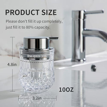 Enra Glass Foaming Soap Dispenser,Foam Hand Soap Dispenser with Silver Pump | Refillable Foam Hand Soap Dispenser with Pump .Ideal for Kitchen Countertops,Vanities and Sink Areas Modern Style. - color: Clear-silver Foam Pump