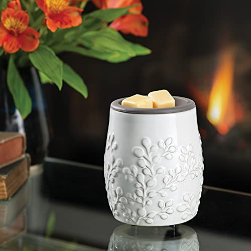 CANDLE WARMERS ETC. Wax Melt Fragrance Warmer for Scented Wax Melts, Cubes, Tarts with Silicone Dish Top|White Willow Farmhouse - style: White Willow Farmhouse