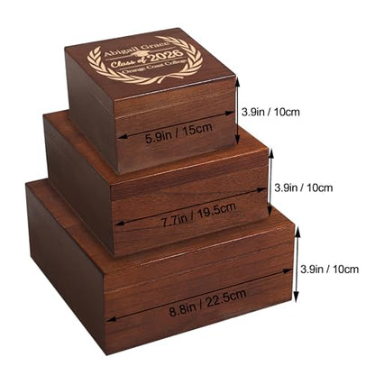 Personalized Graduation Keepsake Box for Him Her, Custom Graduation Gifts | Wooden Memory Box, Grauation Gift Box, Wood Box for Jewelry, Mementos & Photos Storage, Customize Grad Year, Name & Message - size: 5.9"L x 5.9"W x 3.9"H, style: Graduation