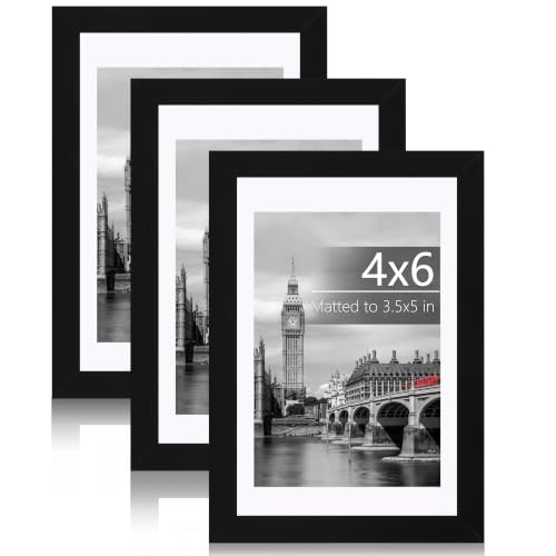 Fixwal 4x6 Picture Frame Set of 3 with Plastic Cover, PVC, Black | Shatter Resistant Plastic Cover, Thin Border and Light Weight，Wall or Tabletop Decor - color: Black, size: 4x6