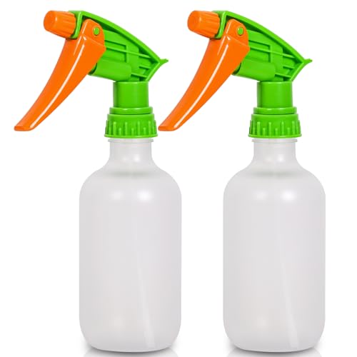 Cleaning Spray Bottles for Plants Misters Inside, 2 Pack 10 oz Squirt, Water Spray Bottle Mist Sprayer, No Leak Hair Mister Empty with Adjustable Nozzle (White Orange) - color: White bottle+orange nozzle, size: 10 oz