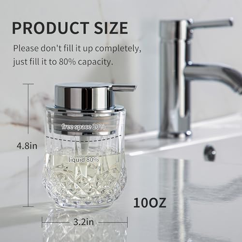 Enra Glass Soap Dispenser with Silver Pump, Lotion Dispenser for Bathroom | Refillable Liquid Soap Bottle with Clear Glass Design.Ideal for Bathroom, Kitchen Sinks,Countertops and Vanity Spaces. - color: Clear-silver Liquid Pump