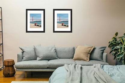 Black Wooden 11x14 Picture Frame set of 2, Display 11x14 Picture without Mat or 8x10 Picture with Mat - color: Black, size: 11x14 inches