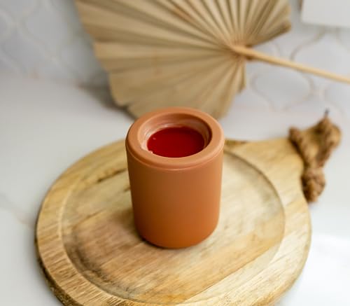 Happy Wax Clay Mini Mod Warmer for Scented Wax - Small Tabletop with Timer - Electric, Ceramic with Removable No Mess Silicone Dish - color: Clay