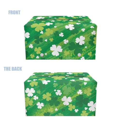 Clover Pu Leather Tissue Box Cover Modern Rectangular Tissue Box Tissue Box Cover Holder for Bathroom Living Room Bedroom Vanity Countertop Night Stands Office Desk - color: Clover