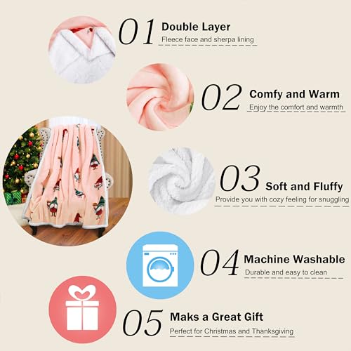 Catalonia Christmas Dwarfs Sherpa Throw Blanket, Xmas Theme Throws, Plush Fleece Couch Blanket, Super Soft, Comfy, Cozy, Fluffy, Ugly - color: Xmas Elf Pink, size: 50"x60"