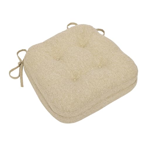 baibu Patented Dual-Layer Dining Chair Cushion, 16.5 x 16.5 x 3.5 in, Beige | Single dual-layer memory foam cushion with silicone non-slip base, secure ties and a removable machine-washable cover. - color: Beige, size: 1 Count (Pack of 1)