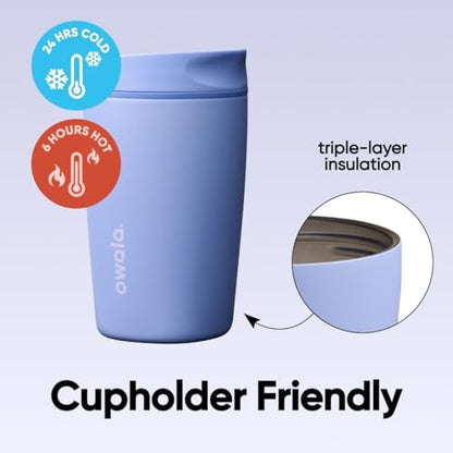 Owala SmoothSip Slider Insulated Stainless Steel Coffee Tumbler, Reusable Iced Coffee Cup, Hot Coffee Travel Mug, BPA Free 12 oz, Out of the Blue - color: Out of the Blue, size: 12 Ounces, style: No Handle
