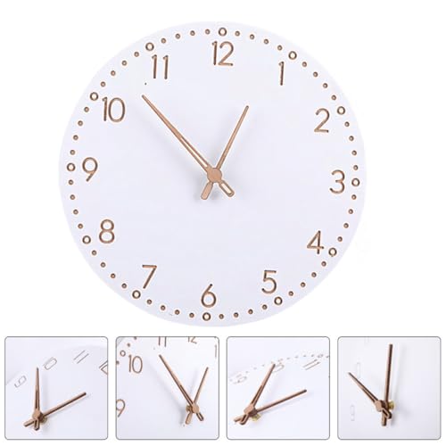 ULTECHNOVO Modern Minimalist Wooden Hanging Wall Clock with Roman Numerals, Silent Mute Decorative Home Clock for Living Room, White Finish Artistic Wall Decor