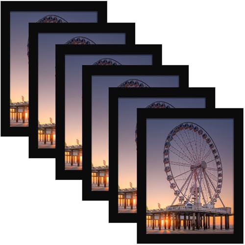 BESCRCL 8x10 Picture Frame Set of 6 High Definition Glass, Photo Frame for Wall or Tabletop, Engineered Wood, Black - color: Black, size: 8x10