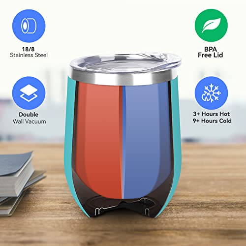 DOMICARE Stainless Steel Wine Tumbler Bulk with Lid, Personalized Insulated Tumblers Set, 12oz Travel Coffee Cups Pack of 8, Light Blue - color: Light Blue, size: 8 Count (Pack of 1)