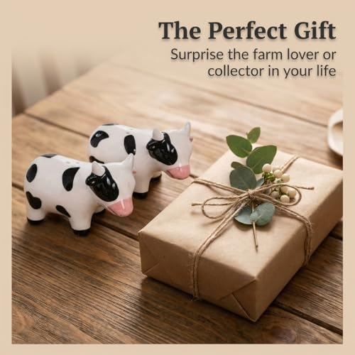 The Bridge Collection Country Cow Salt and Pepper Shakers | Hand-Painted Rustic Dairy Cows Farmhouse S&P Set for Functional Country Kitchen Decor