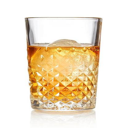 Libbey Carats Double Old Fashioned Glasses, 12 Oz Faceted Whiskey Drinking Glasses, Dishwasher Safe Rocks Glass Set for Spirits, Cocktails - color: Carats Rocks