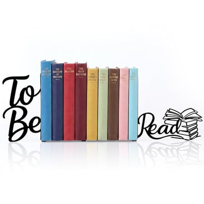 Sintuff 2 Pcs Metal Bookends to Be Read Book Ends for Shelves Decorative Bookshelf Hollow Letter Bookends Home Library Office School Desk Bookshelf Decor for Back to School Book Lovers Gift - style: To Be Read