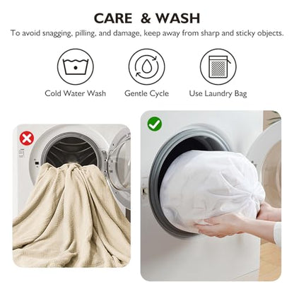 EMME Cotton Blanket Queen Size for Bed Soft Muslin Bed Blankets 90"x90" Beige Lightweight Breathable Bedspread Coverlet All Season Gauze - color: 02 - Beige, size: Queen (90" x 90")