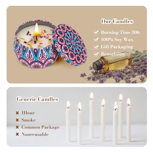 Anvaya Living Scented Candle Gift Set Features 4 Luxurious fragrances – Sandalwood, Rose, Lavender, and Oud. The Perfect Candle Gift for Christmas, Birthdays, Weddings, housewarmings and spa.