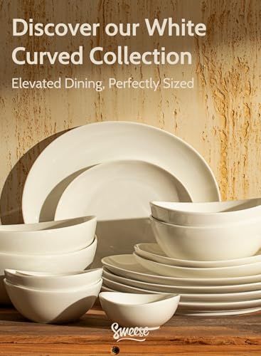 Sweese Porcelain Serving Bowls Set, 10-42 oz, Versatile for Salad, Soup, Snacks, Microwave Dishwasher Safe, White - color: White