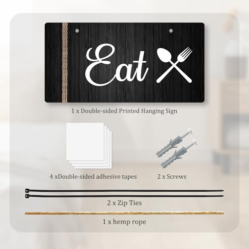 3 Pcs Kitchen Wall Sign Decor Rustic Kitchen Sign Eat Drink Love Kitchen Decor Home Kitchen Sign Hanging Dining Room Signs Kitchen Sign for Kitchen Door Counter Wall Farmhouse Kitchen Decor
