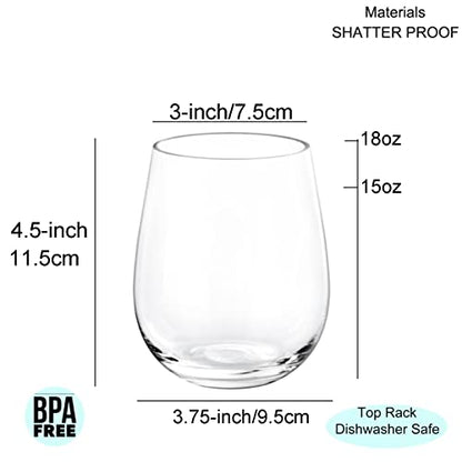 KX-WARE Unbreakable 18-ounce Acrylic Stemless Wine Glasses, set of 6 Clear