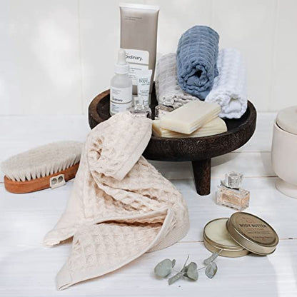 Waffle Washcloths Set, 100% Turkish Cotton (Mixed) - color: Mixed, size: Washcloths Set (4 Pieces)