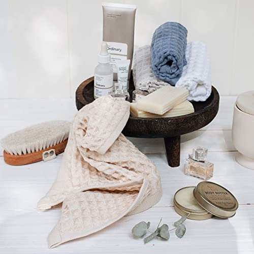Waffle Washcloths Set, 100% Turkish Cotton (White) - color: White, size: Washcloths Set (4 Pieces)