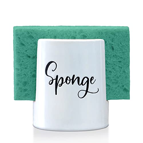 Home Acre Designs Sponge Holder for Kitchen Sink - Rustic Farmhouse Home & Kitchen Decor - White Ceramic - style: Farmhouse