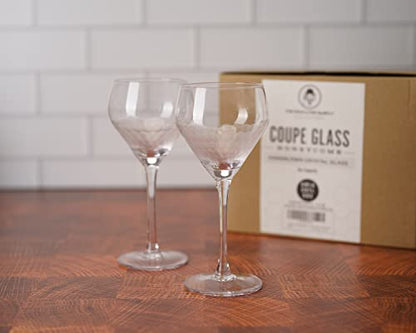 Amehla x The Educated Barfly Collection Coupe Glass Handblown Teardrop Nick and Nora Cocktail Glass - 6-ounce, Set of 2 Martini Glasses for Up Cocktails (Hand-Etched Honeycomb) - style: Hand-Etched Honeycomb