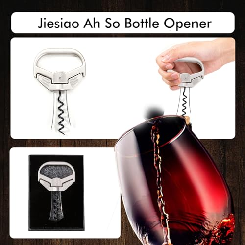 Ah So Wine Opener Set with Foil Cutter, Corkscrew for Old Wines | Two-Prong Cork Remover, Stainless Steel Wine Bottle Opener Gift Set for Wine Lovers