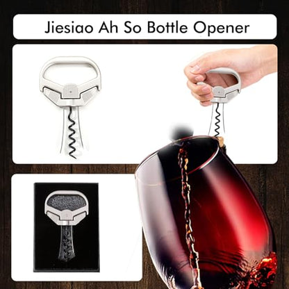 Ah So Wine Opener Set with Foil Cutter, Corkscrew for Old Wines | Two-Prong Cork Remover, Stainless Steel Wine Bottle Opener Gift Set for Wine Lovers