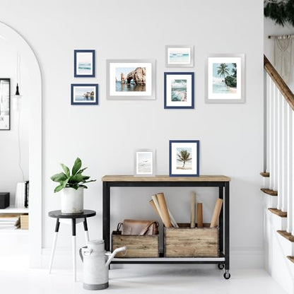 Hongkee 4x6 Picture Frame (4 Pack, Silver), Made of Real Glass and Wooden Frame - Display Pictures 3.5x5 with Mat or 4x6 Without Mat, 4 by 6 Photo Frames TableTop Display and Wall Mounting - color: Silver, size: 4x6 in