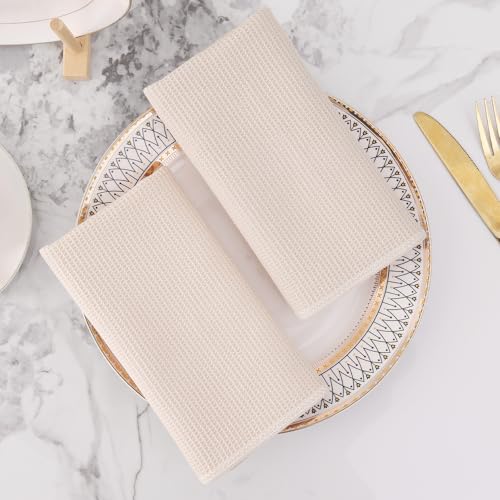 Homaxy 100% Cotton Waffle Weave Kitchen Towels, 4 Pack, Beige | Soft and Absorbent Dish Towels, 16 x 26 Inches Quick Dry Hand Towels - color: Begie, size: 16 x 26 - 4 Pack