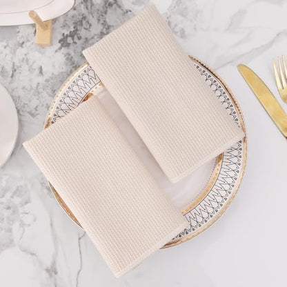 Homaxy 100% Cotton Waffle Weave Kitchen Towels, 4 Pack, Beige | Soft and Absorbent Dish Towels, 16 x 26 Inches Quick Dry Hand Towels - color: Begie, size: 16 x 26 - 4 Pack