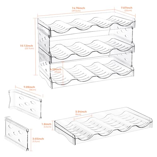 BoxedHome Plastic Water Bottle Organizer and Wine Rack Storage Holder for Inside Cabinet, Kitchen Countertop, Table Top, Pantry, Bars, Cabinets, Fridge - Clear (3 Tier 12 Containers) - size: 3Tier 12Bottles