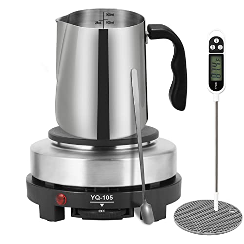 SAEUYVB Candle Making Kit/Supplies with Electric Hot Plate(Black) | Wax Melter for Candle Making,Candle Making Supplies for Beginners with Pouring Pot,Hot Plate,Instruction Manual and More - color: black kit