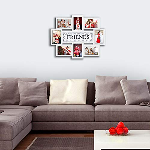 Jerry & Maggie - Photo Frame 22x17 White Friends Picture Frame Selfie Gallery Collage Wall Hanging for 6x4 Photo - 8 Photo Sockets - Wall Mounting Design - color: White, size: Friends/ Textured