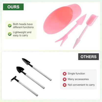M METERXITY 2-Set Succulent Tools, Plastic 2-in-1 Mini Garden Shovel Hand Succulent Transplanting Tools Garden Shovel Transplant Trowel for Planting/Digging/Aerating/Sowing [Pink] - color: Pink