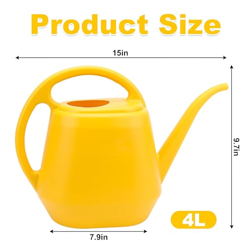1Gal Yellow Plastic Watering Can Long Spout Indoor Greenhouse Plant | Plastic Watering Can with Long Spout and Handle, Large Watering Cans for Greenhouse,and Indoor
