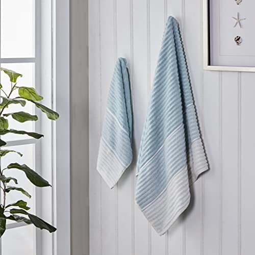 SKL Home Planet Ombre 100% Turkish Cotton Premium 2-Piece Hand Towel Set, 600 GSM, Soft & Absorbent, Aqua - color: Planet Ombre, Aqua, style: 2-Piece Hand Towel Set