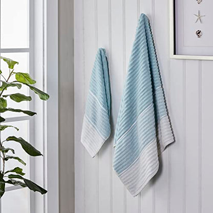 SKL Home Planet Ombre 100% Turkish Cotton Premium 2-Piece Hand Towel Set, 600 GSM, Soft & Absorbent, Aqua - color: Planet Ombre, Aqua, style: 2-Piece Hand Towel Set