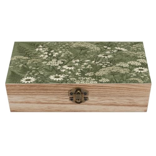 Floral Botanical Garden Wooden Storage Box Decorative Keepsake Box with Metal Lock Vintage Organizer Container Jewelry Photo Letter Memory Box Rustic Home Desk Storage Gift Box - color: Floral Botanical Garden