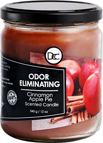 Cinnamon Apple Pie Odor Eliminating Highly Fragranced Candle - Eliminates 95% of Pet, Smoke, Food, and Other Smells Quickly - Up to 80 Hour Burn time - 12 Ounce Premium Soy Blend - color: Cinnamon Apple Pie
